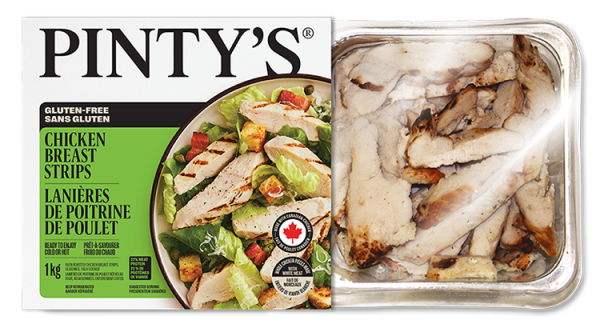 Emballage produit Pinty's lanières de poulet sans gluten